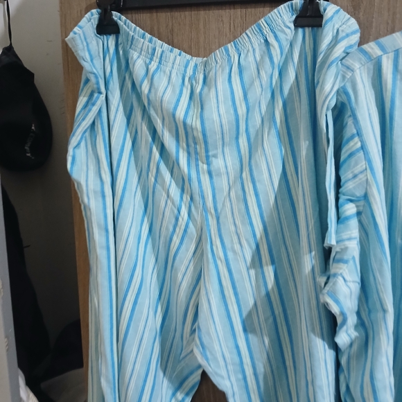 PINK Victoria's Secret Light Blue Striped Pajama Set - Picture 3 of 5